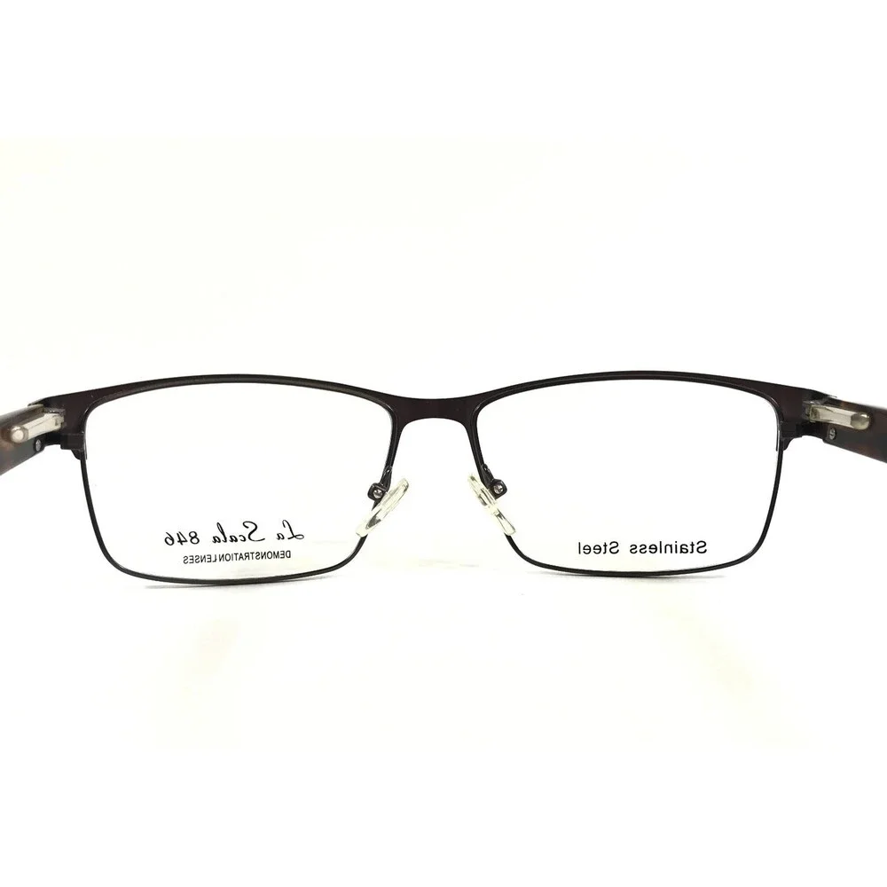 La Scala Eyeglasses Frames 846 Gun Gunmetal Tortoise Rectangle 56-15-140